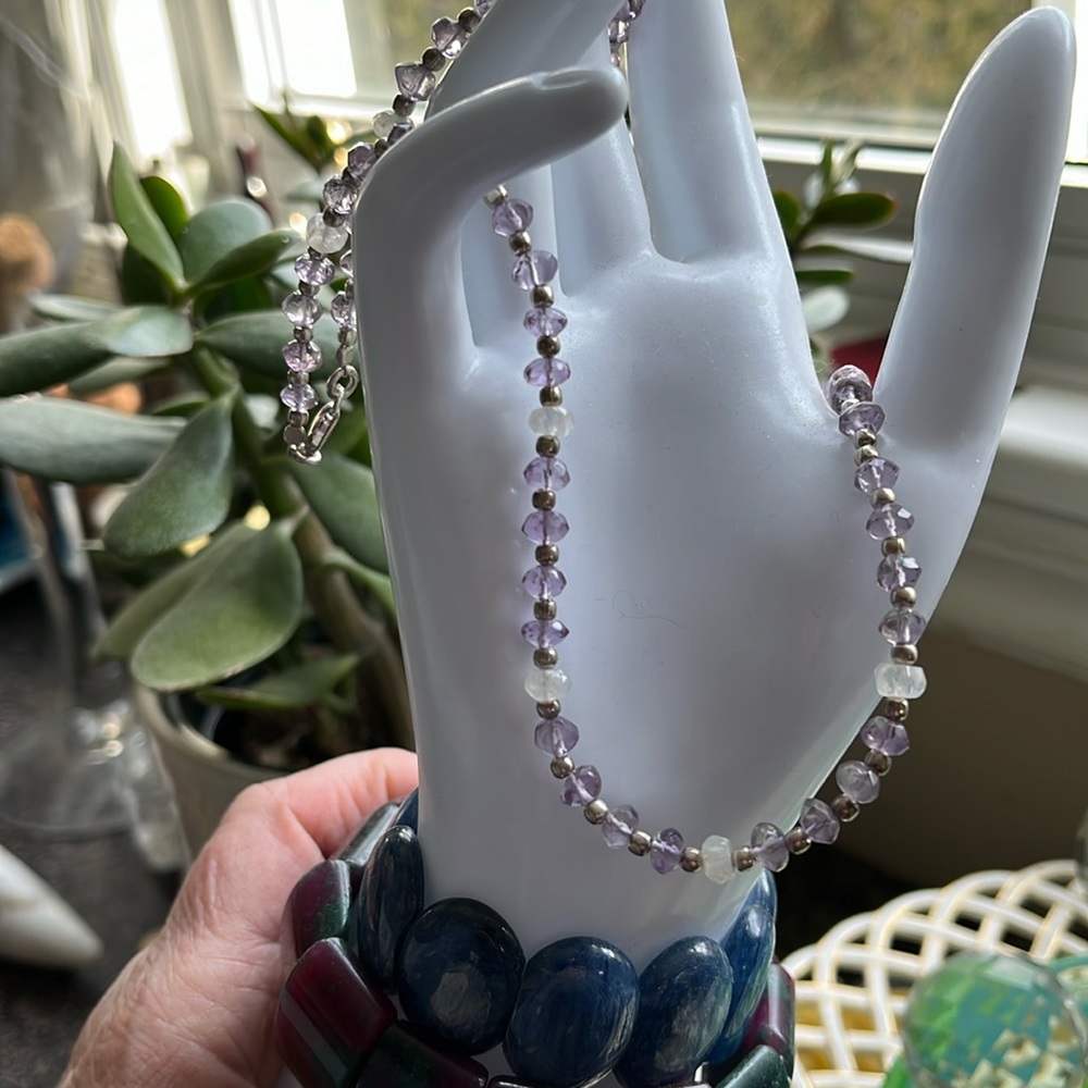 18” amethyst and moonstone necklace